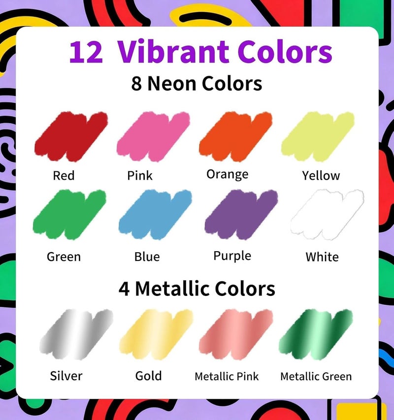 Joyask Liquid Chalk Markers for Blackboard, 12 Colors Washable Window Markers, 10mm 3-in-1 Jumbo Wide Tip, Dry Erase Marker Pens for Chalkboard, Car Window Paint Pens for Christmas Glass Mirror Decoration - Image 2